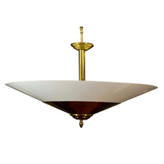 Modern Brass and Opaque Lucite Chandelier