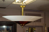 Modern Brass and Opaque Lucite Chandelier