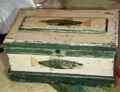 Old Wooden Trunk Decorated Fish Theme