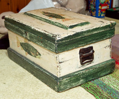 Old Wooden Trunk Decorated Fish Theme