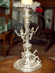 Decorative Silver Plate Altar Candlestick