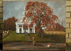 E.S. Nichols American Mid Century Impressionist Painting – Country Church