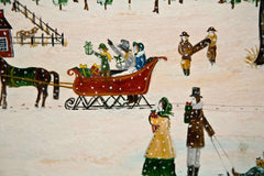 Oil Painting "Christmas Snow" in Primitive Style