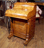 BURL  WALNUT PIANO  TOP 19TH CENTURY  DAVENPORT