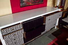 Lacquered & Upholstered John Widdicomb Dresser