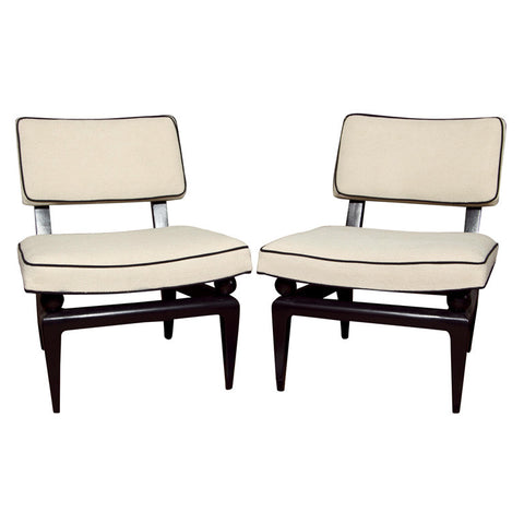 James Mont Pair of Armless Pull Up Chairs