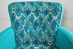 Mid Century Turquoise Club Chairs with Daniel Cooper Fabric