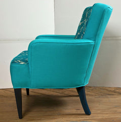 Mid Century Turquoise Club Chairs with Daniel Cooper Fabric