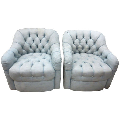 Pair Of Ward Bennett Tufted Chairs By Brickel Associates