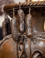 Pair of Bronze Asian Urns