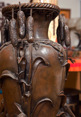 Pair of Bronze Asian Urns