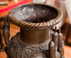 Pair of Bronze Asian Urns