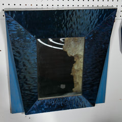 Pair of Modern Blue Waterglass Framed Mirrors