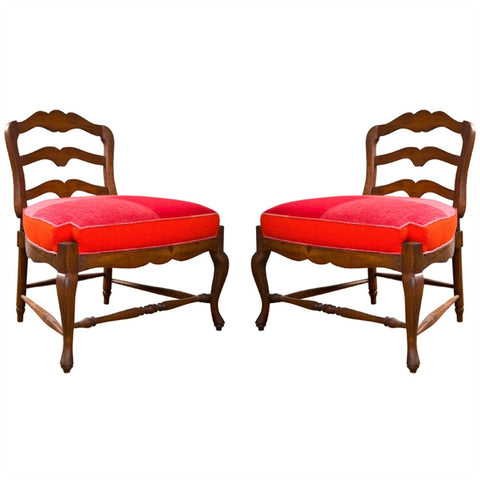 Pair of Over-sized Country French Ladderback Pull Up Chairs