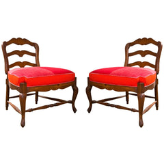 Pair of Over-sized Country French Ladderback Pull Up Chairs