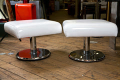 Pair of Mid Century Pedistal Chrome Base Benches