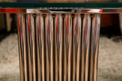 Art Deco Tubular Chrome Console Table Attributed to Vermillion of L.A.