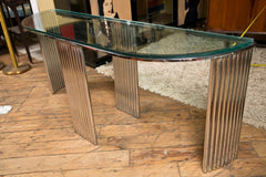 Art Deco Tubular Chrome Console Table Attributed to Vermillion of L.A.