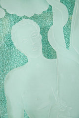 Figural Etched Glass Panel "Adam and Eve"