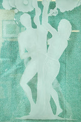 Figural Etched Glass Panel "Adam and Eve"