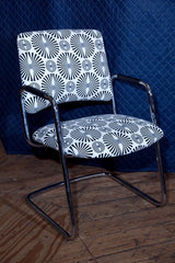 Pair Chrome And Upholstered Chairs By Steelcase