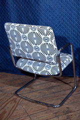 Pair Chrome And Upholstered Chairs By Steelcase