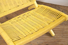 Pale Yellow Rope Folding Chair in the Style of Hans Wegner