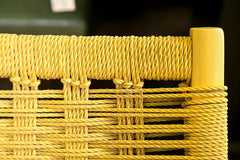 Pale Yellow Rope Folding Chair in the Style of Hans Wegner