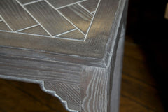 Pickled Oak Parquet Top Console Table