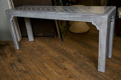 Pickled Oak Parquet Top Console Table