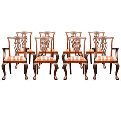 Set Of 8 Mahogany Chippendale Style Dining Chairs