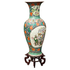 Large Early 19th Century Chinese Vase on Wood Stand