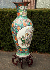 Large Early 19th Century Chinese Vase on Wood Stand